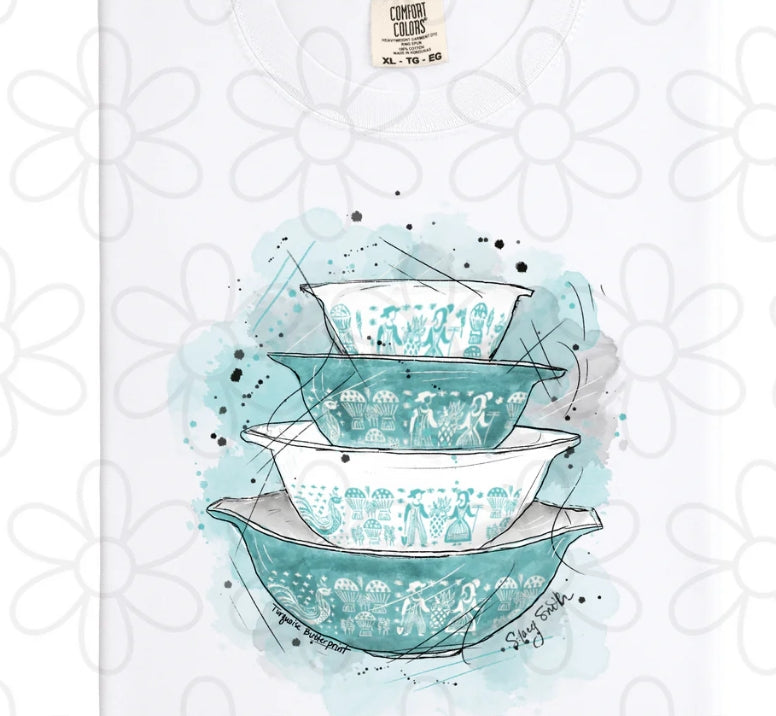 Blue Pyrex DTF Transfer