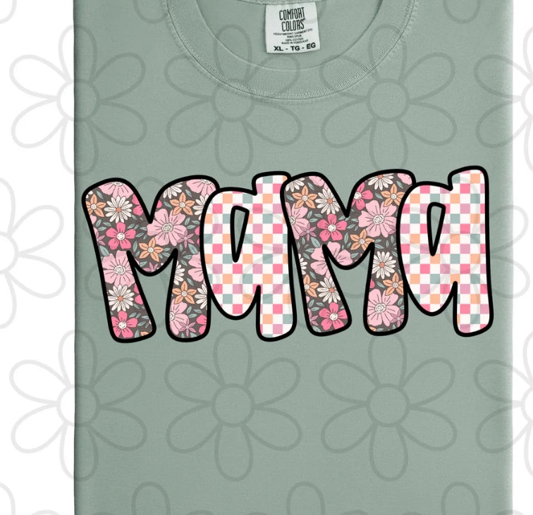 Floral Checkered Mama DTF Transfer