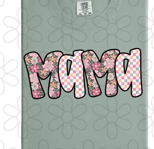 Floral Checkered Mama DTF Transfer