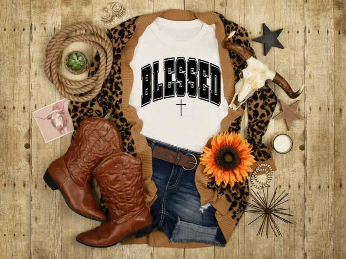 BLESSED VARSITY CROSS - SINGLE COLOR SCREEN PRINT