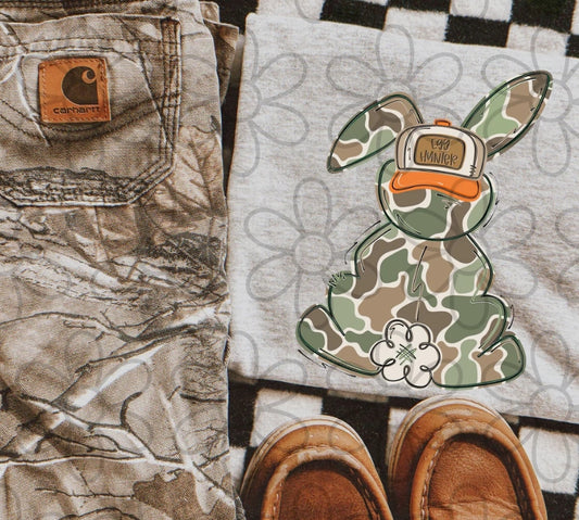 Camo Egg Hunter Bunny DTF Transfer