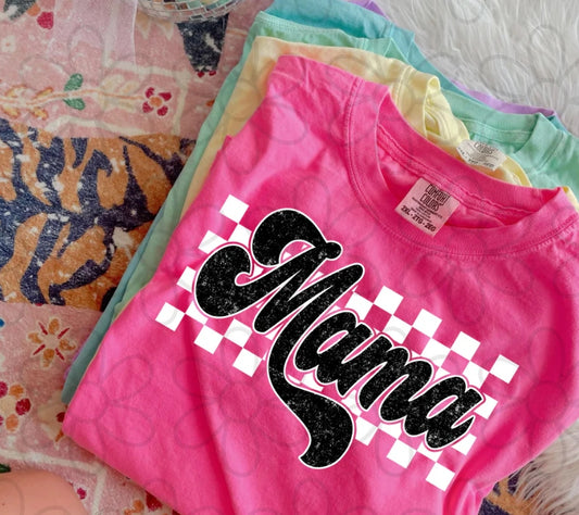 Distressed Mama Checkered DTF Transfer