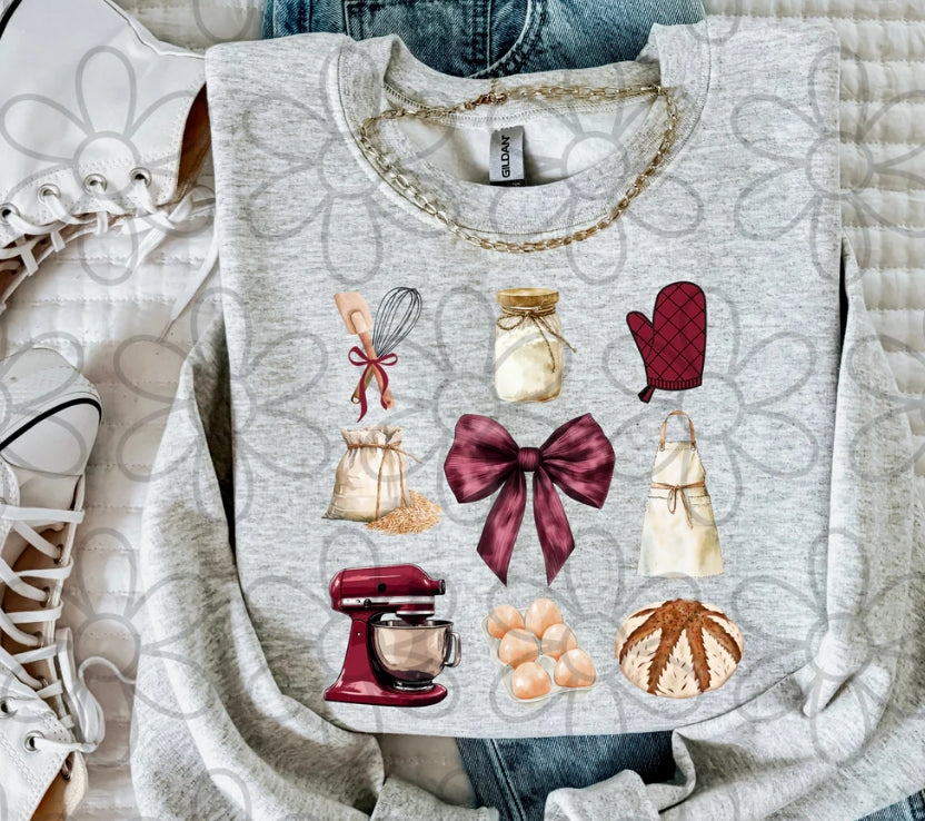 Maroon Sourdough Baking Coquette DTF Transfer