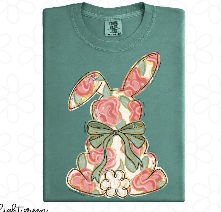 Painted Floral Bunny DTF Transfer