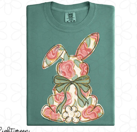Painted Floral Bunny DTF Transfer