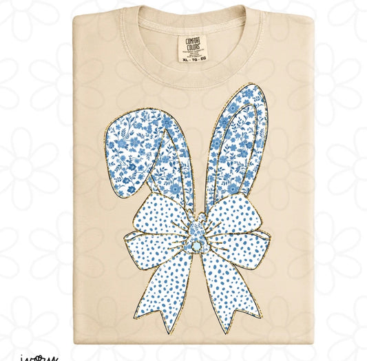 Blue Grand Millennial Bunny DTF Transfer