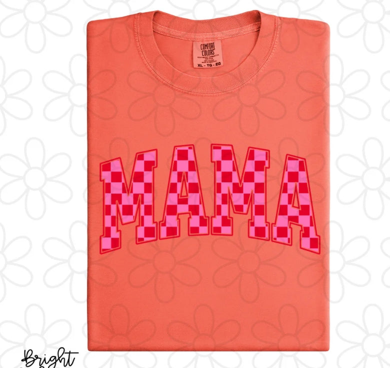Pink and Red Check Mama DTF Transfer