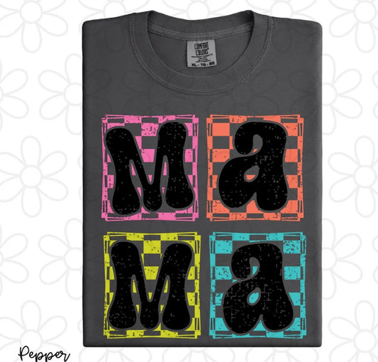 Neon Checkered Mama DTF Transfer