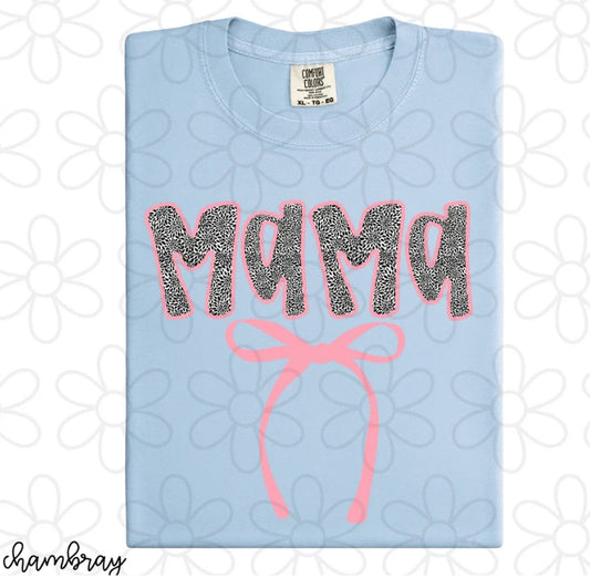 Floral Pink Bow Mama DTF Transfer