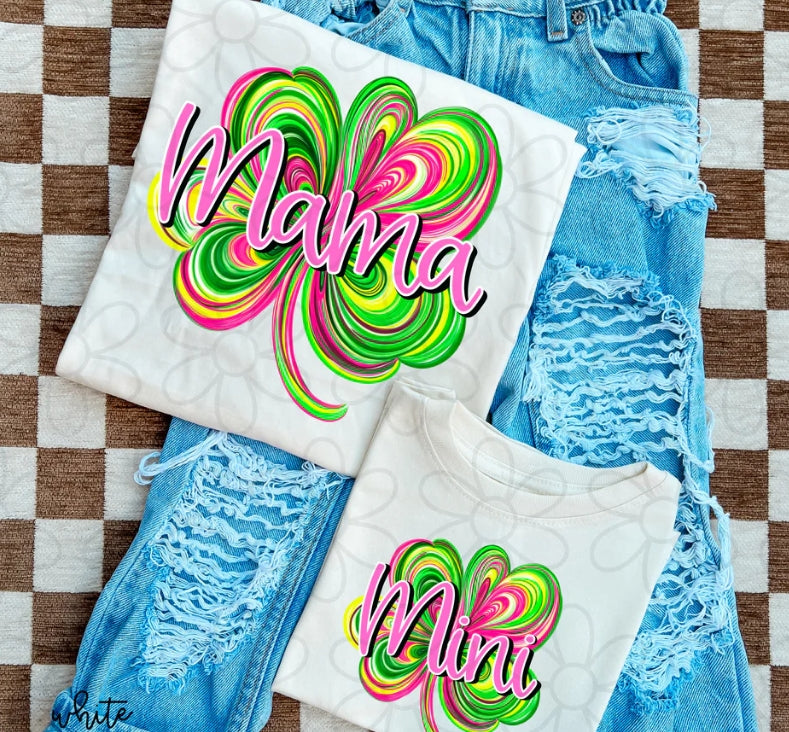 Pink Green Shamrock Mini DTF Transfer