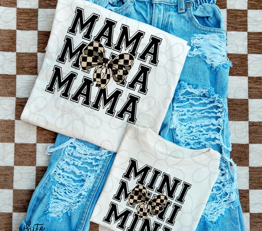 Checkered Bow Mama DTF Transfer