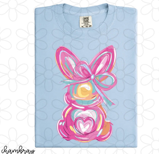 Pink Watercolor Bunny DTF Transfer