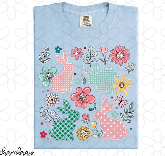 Bunnies And Flowers DTF Transfer