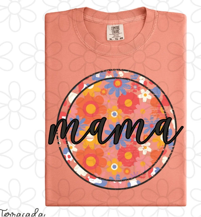 Custom Retro Floral Circle DTF Transfer