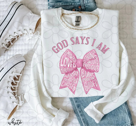 Pink God Says I am Coquette Bow DTF Transfer