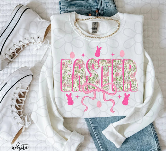 Green And Pink Floral Easter DTF Transfer