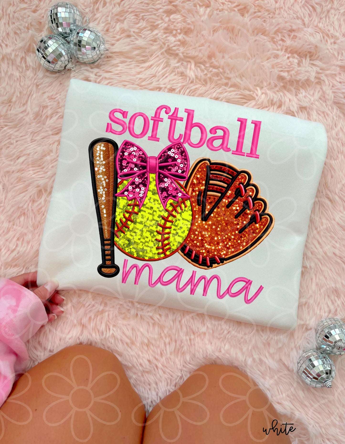 Sequins Softball Mama DTF Transfer