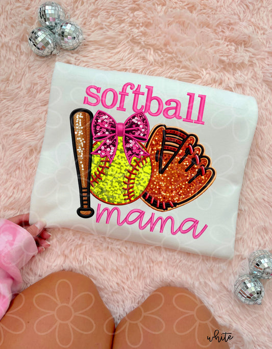 Sequins Softball Mama DTF Transfer
