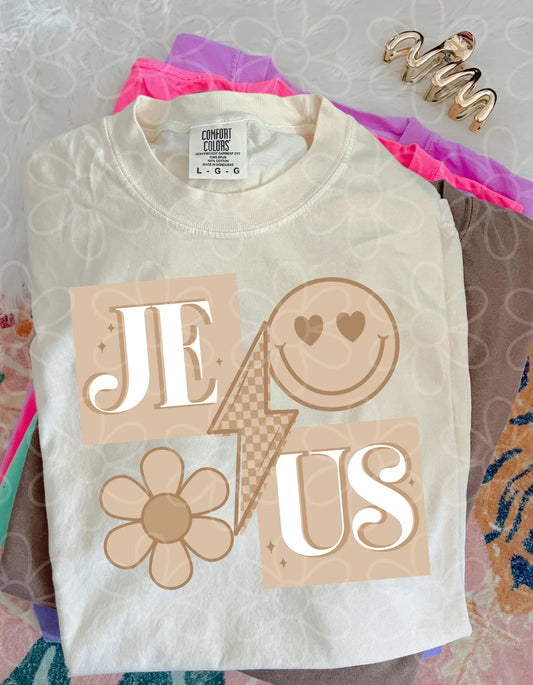 Smile Flower Jesus Lightening Bolt DTF Transfer