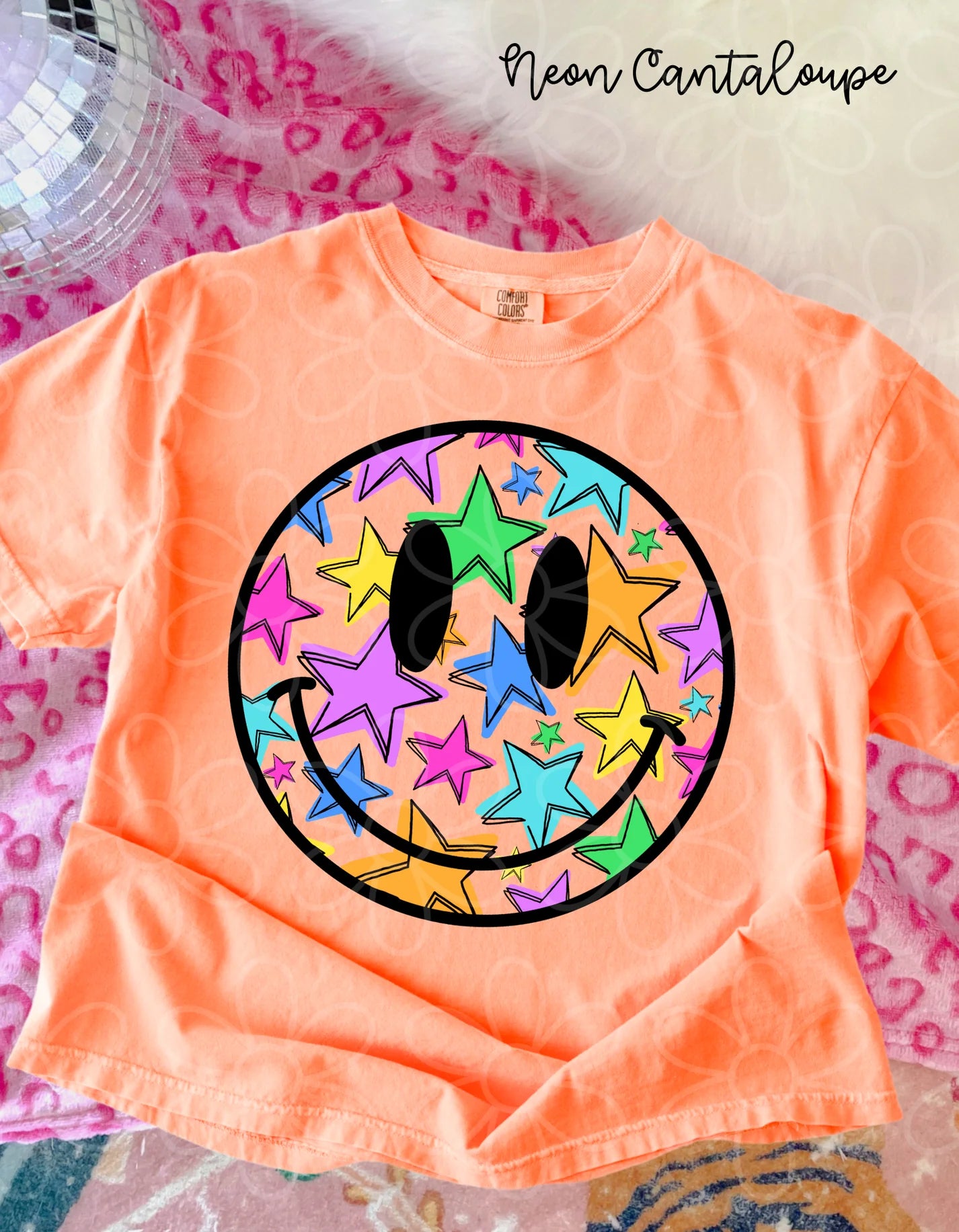 Smiley Colorful Stars DTF Transfer