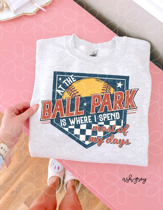 Softball At The Ball Park Is Where I Spend Most Of My Days DTF Transfer