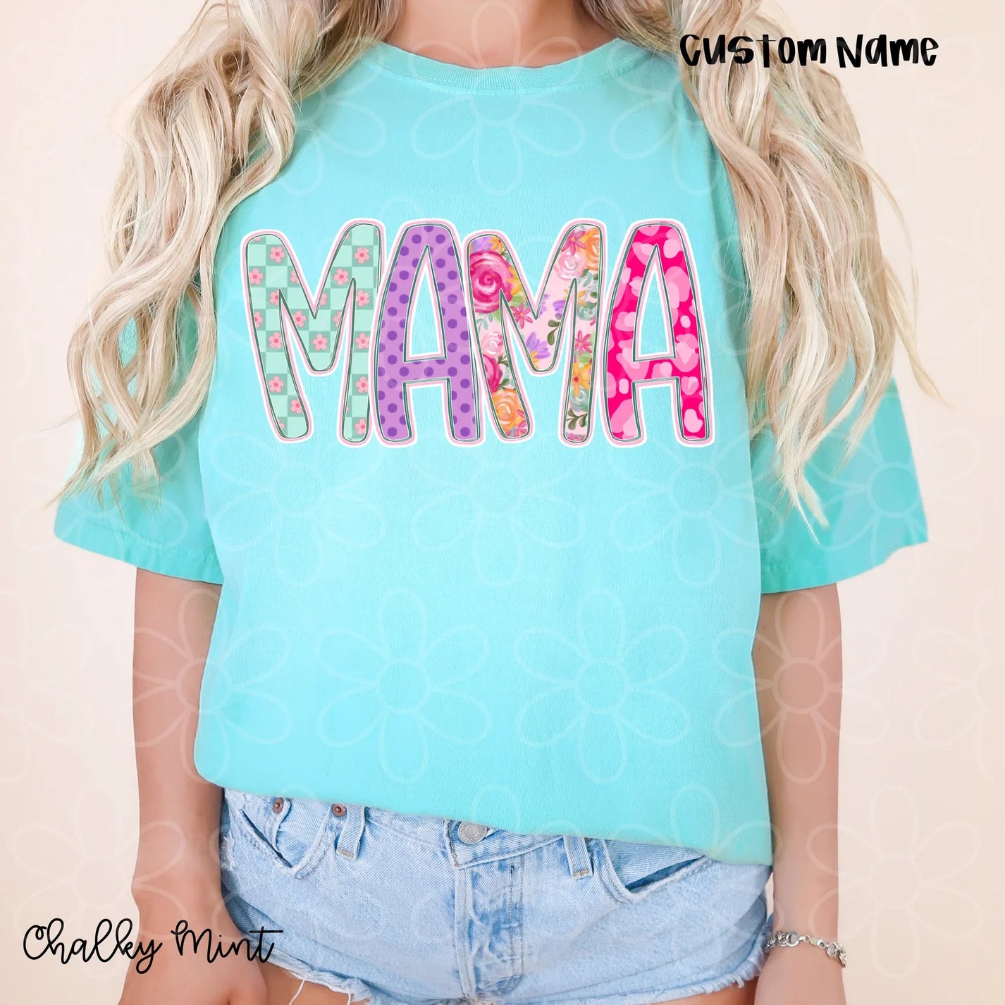 Spring Floral Polka Dots Custom Names DTF Transfer