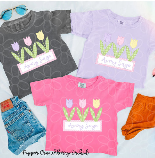 Spring Flowers Custom Name DTF Transfer