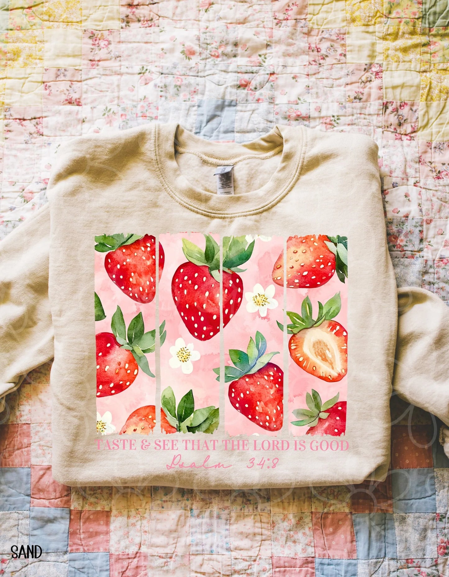 Strawberry Brushstroke Taste & See That The Lord Is Good DTF Transfer