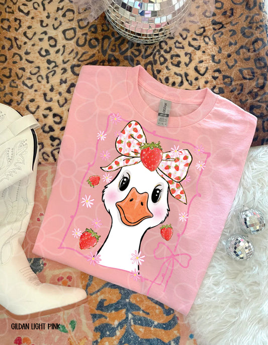 Strawberry Coquette Goose DTF Transfer