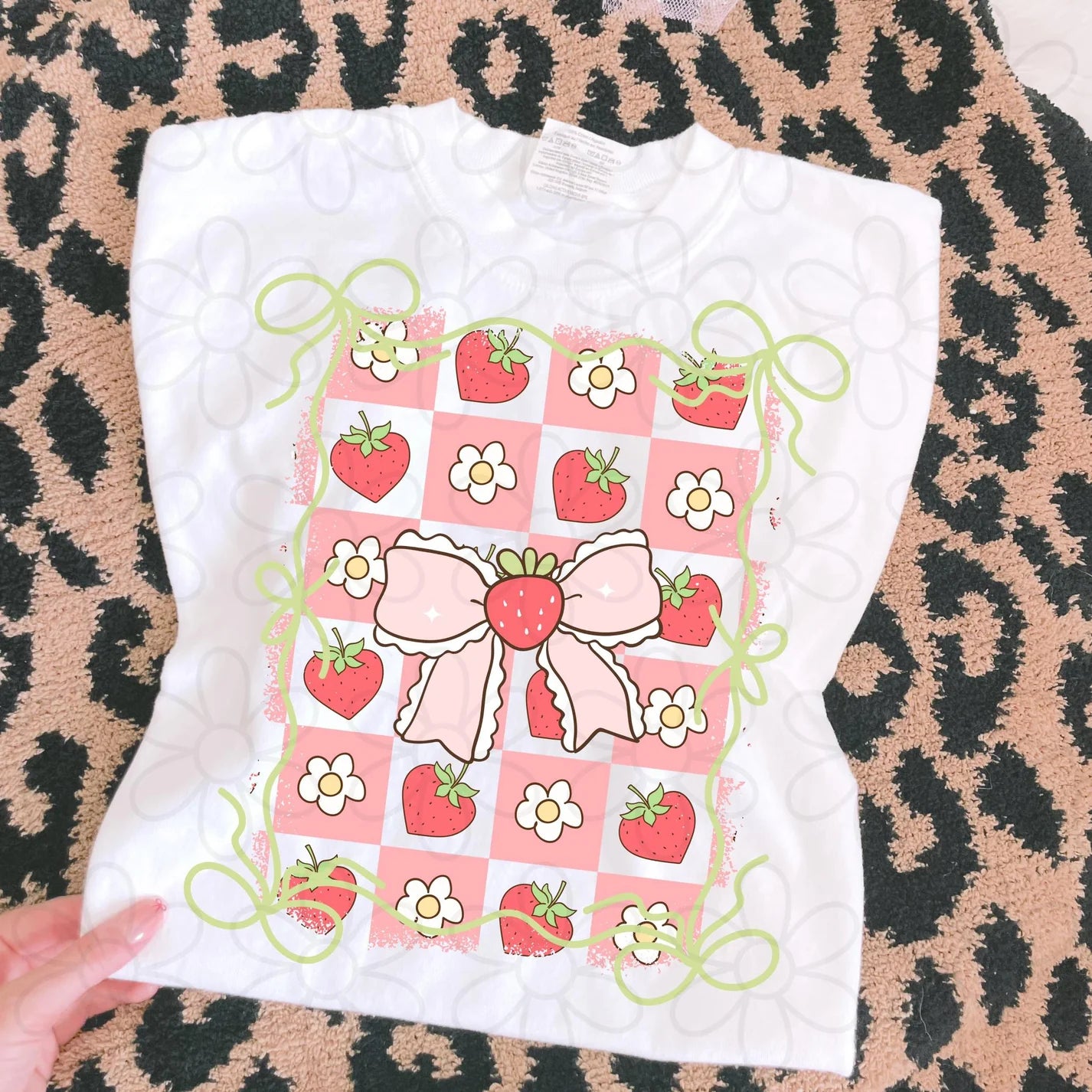 Strawberry Flower Coquette Bow DTF Transfer