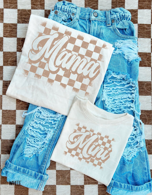 Tan Check Mini DTF Transfer