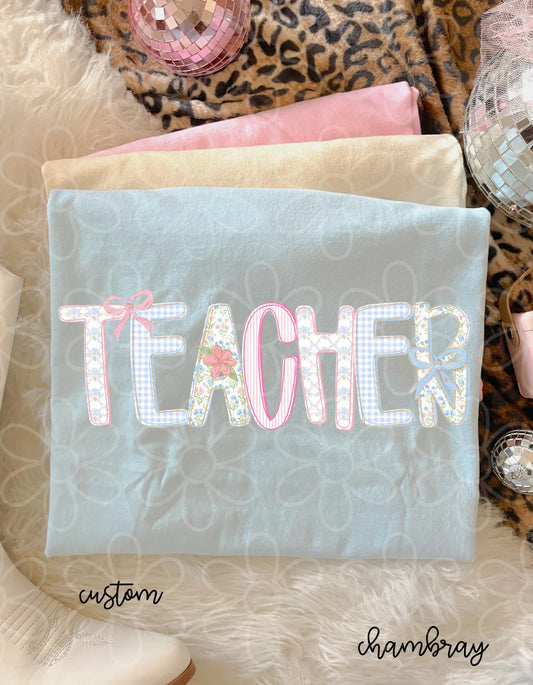 Teacher Floral Bows DTF Transfer