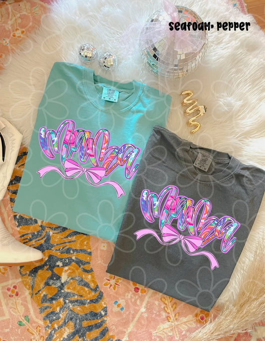 Tie-Dye MaMa Bow DTF Transfer