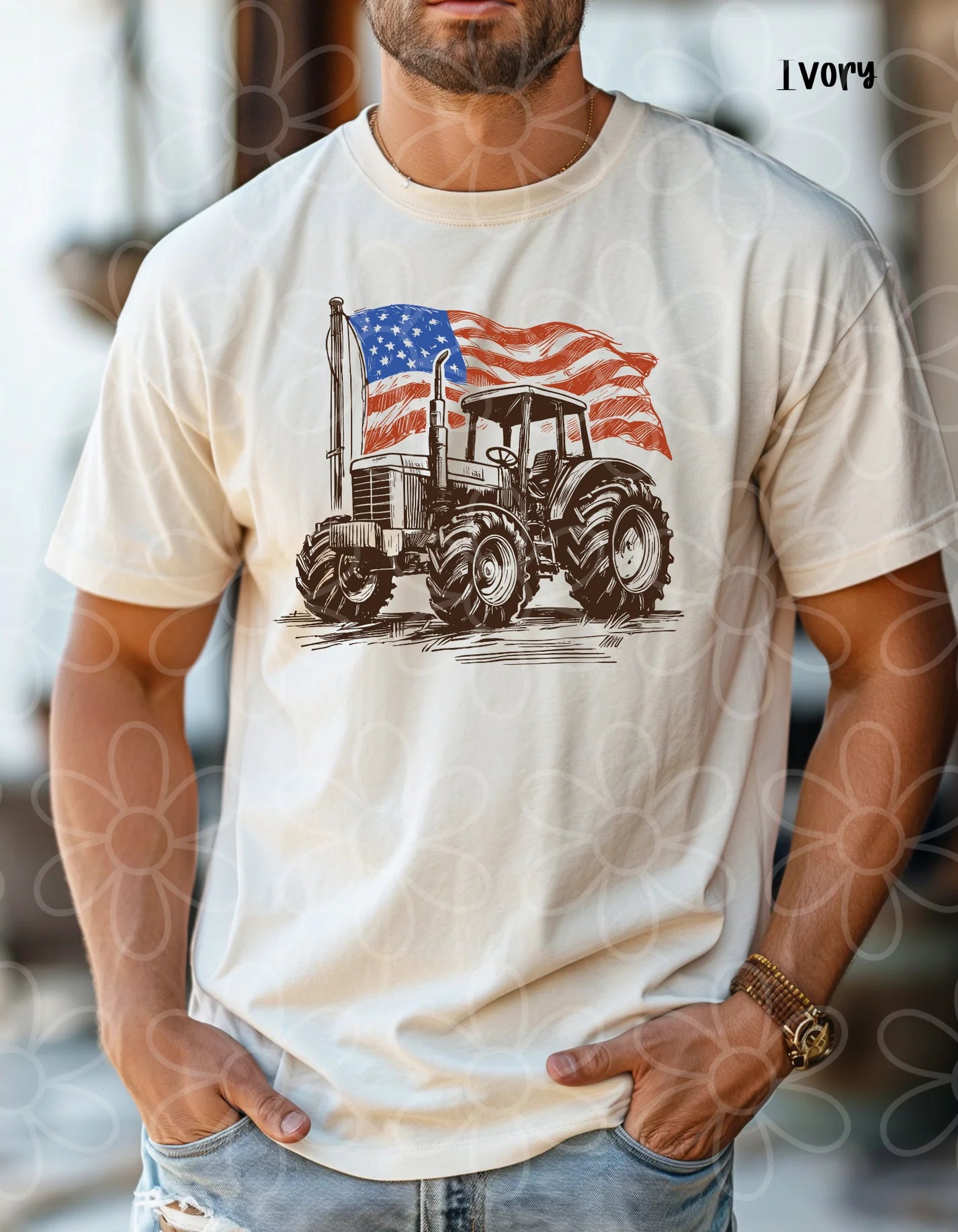 Tractor USA Flag DTF Transfer