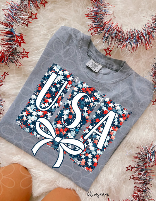 USA Stars Coquette Bow DTF Transfer