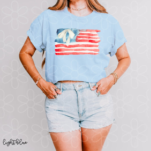 Watercolor Flag With Bow DTF Transfer