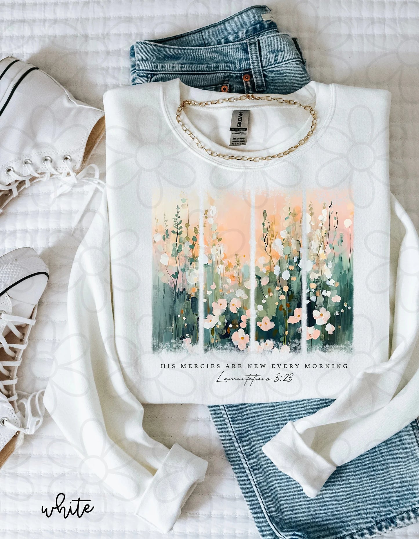 Watercolor Flower His Mercies Are New Every Morning DTF Transfer