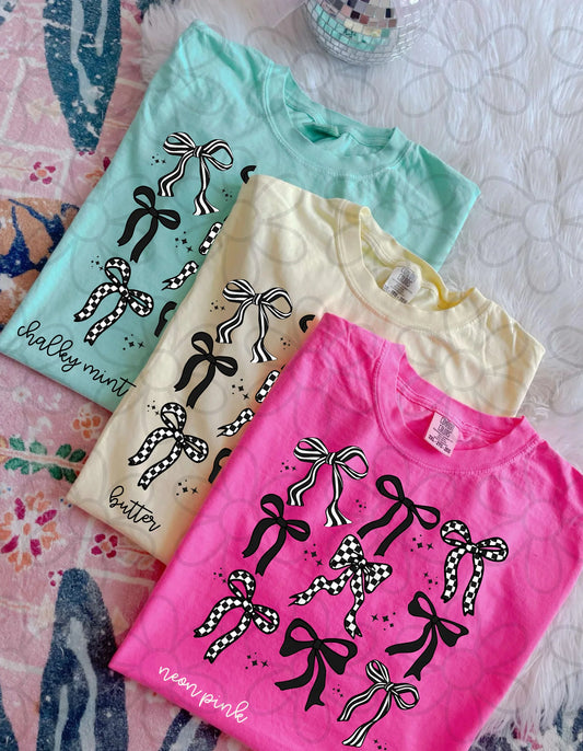 White and Black Checkered Coquette Bows DTF Transfer