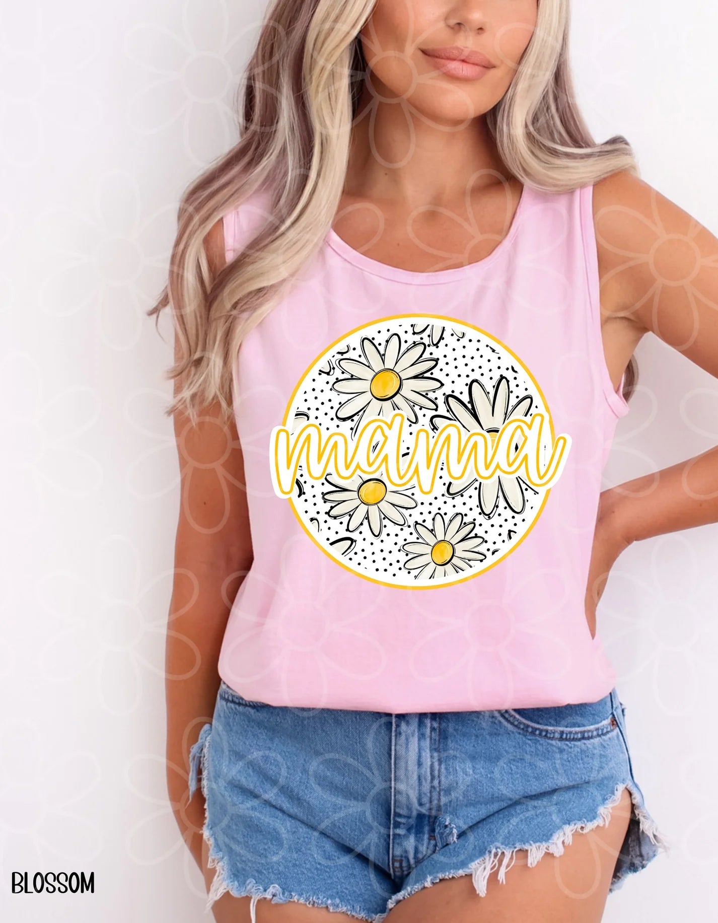 Yellow Circle Flower Mama DTF Transfer
