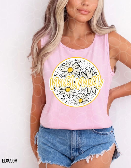 Yellow Circle Flower Mama DTF Transfer
