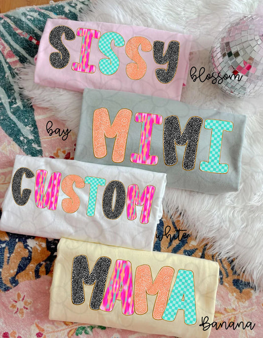 Custom Bright Colorful Names DTF Transfer