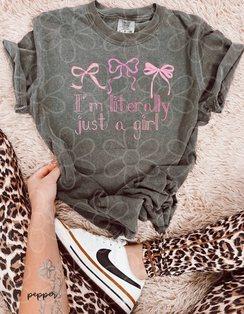 Pink Bows Im Literally Just A Girl DTF Transfer