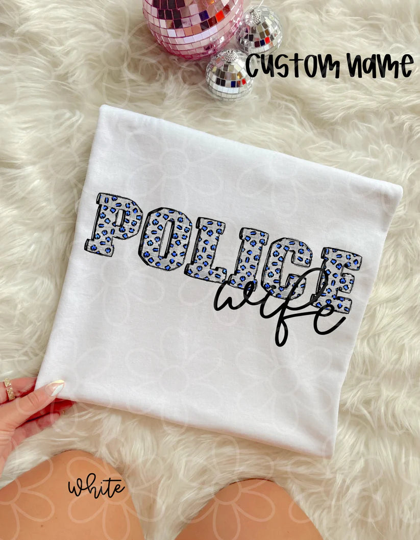 Blue Leopard Police Wife DTF Transfer