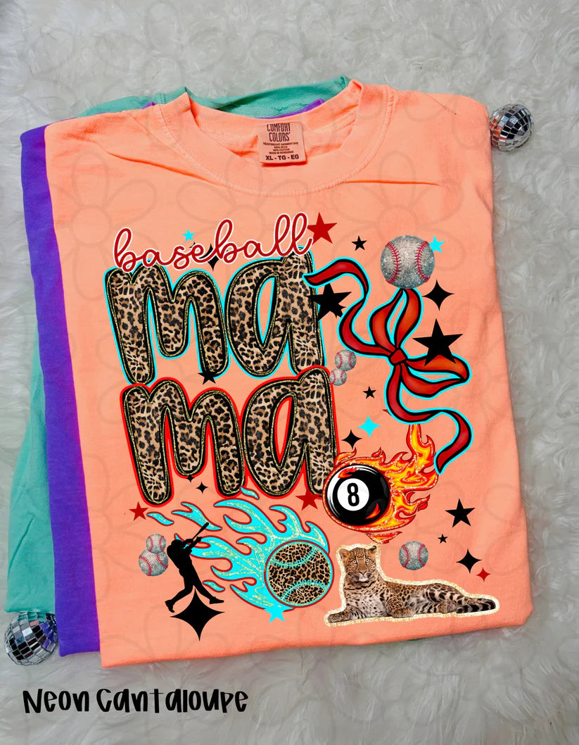 Leopard Baseball Mama DTF Transfer