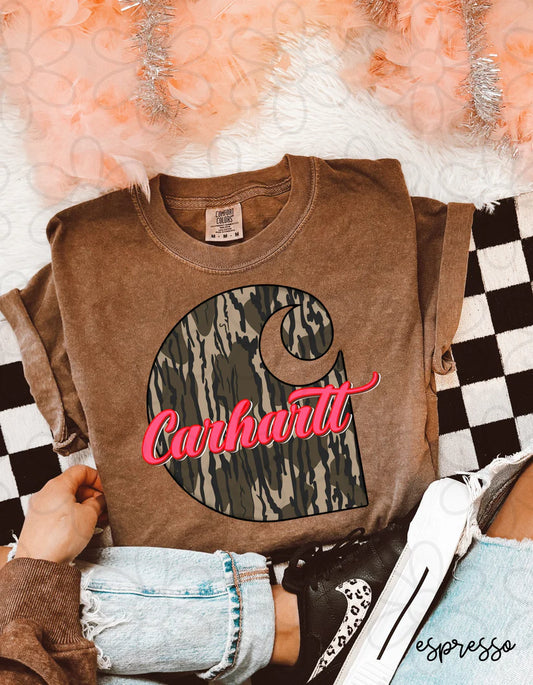 Camo Pink Carhartt DTF Transfer