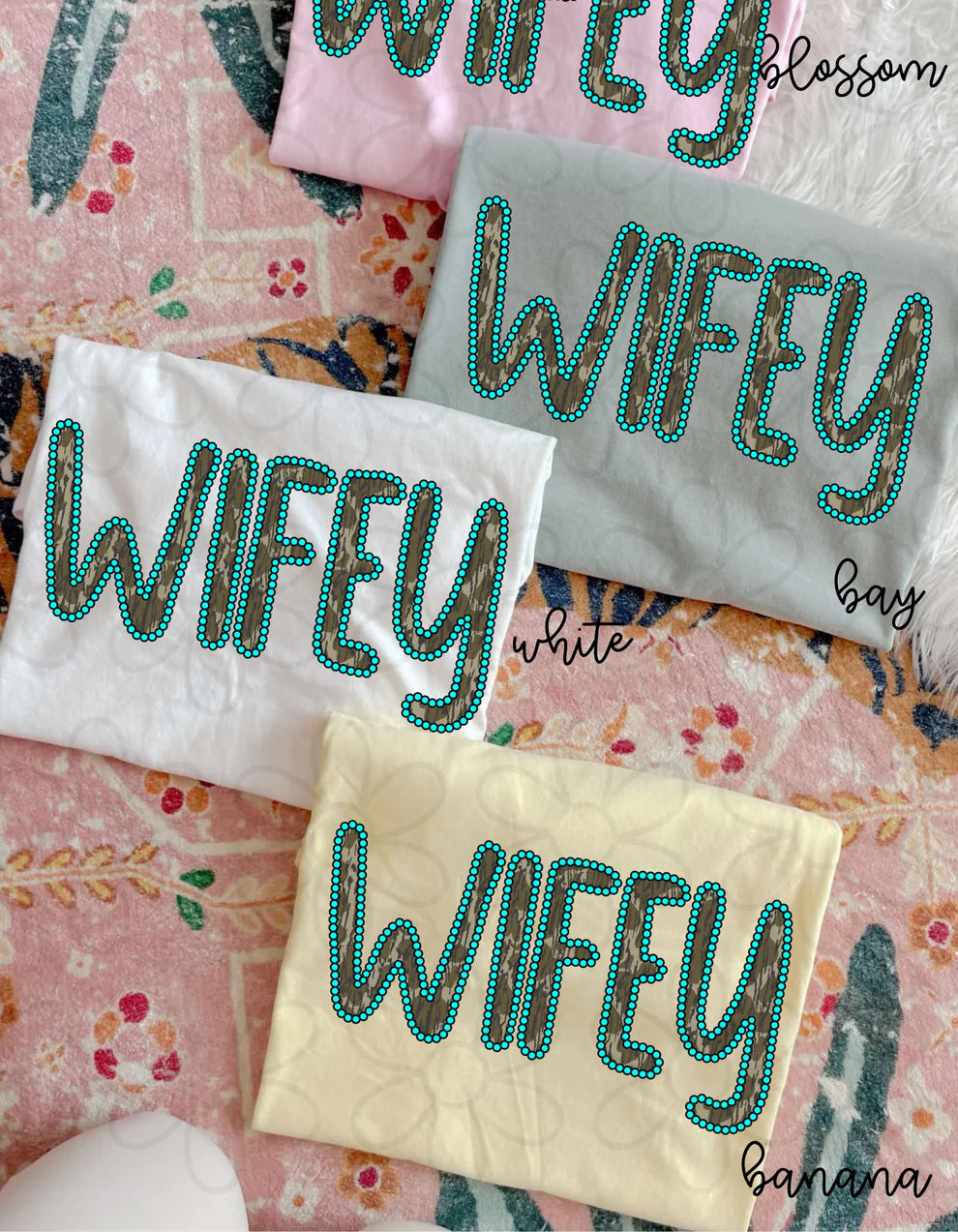 Camo Turquoise Wifey DTF Transfer