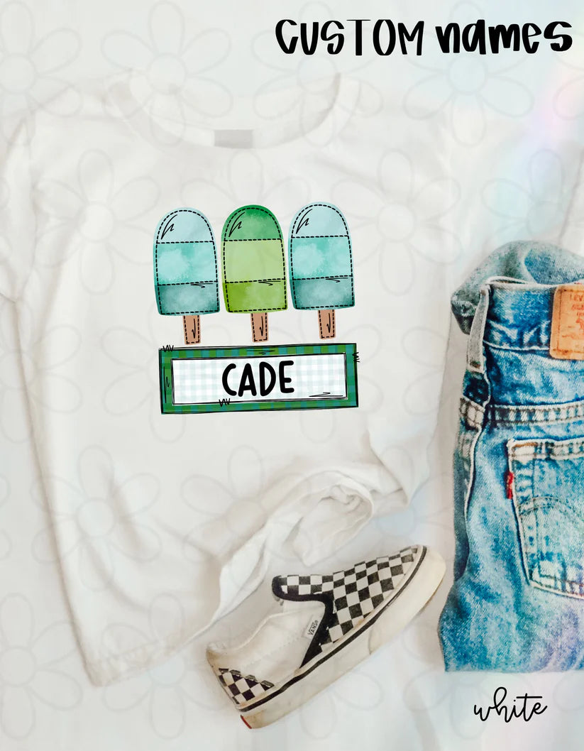 Custom Name Boys Popsicle DTF Transfer