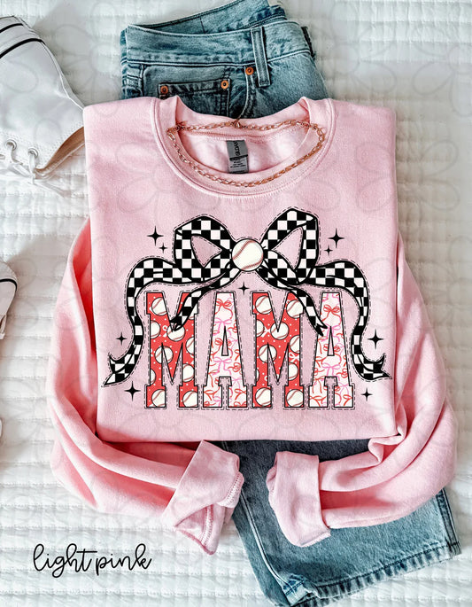 Bow Coquette Baseball Mama DTF Transfer