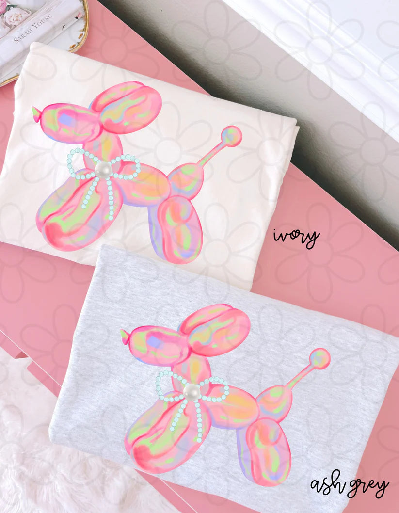 Watercolor Preppy Balloon Dog DTF Transfer