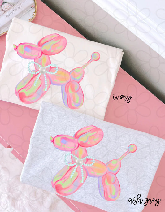 Watercolor Preppy Balloon Dog DTF Transfer